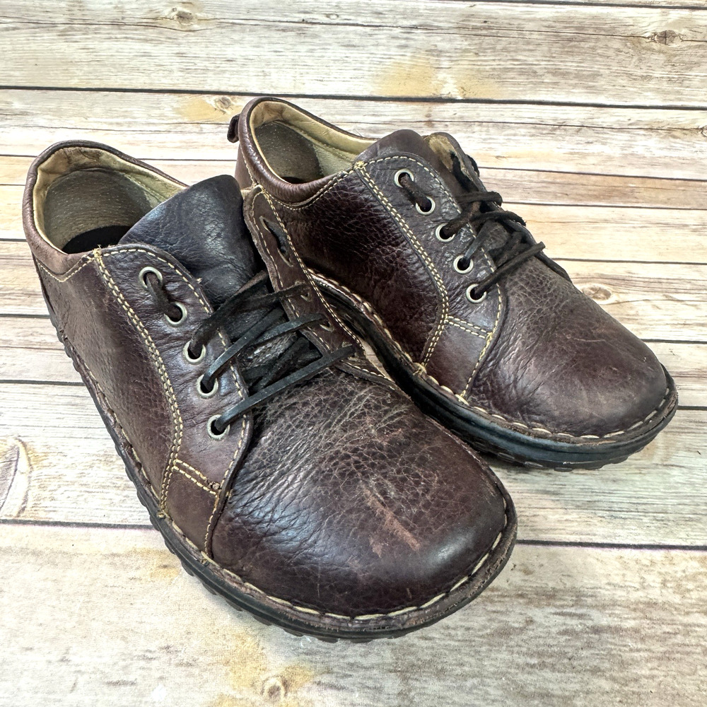 Born Womens Brown Pebbled Leather Lace Up 90s Y2K Oxford Shoes 9M